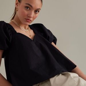 Sweetheart Anthropologie Black Blouse